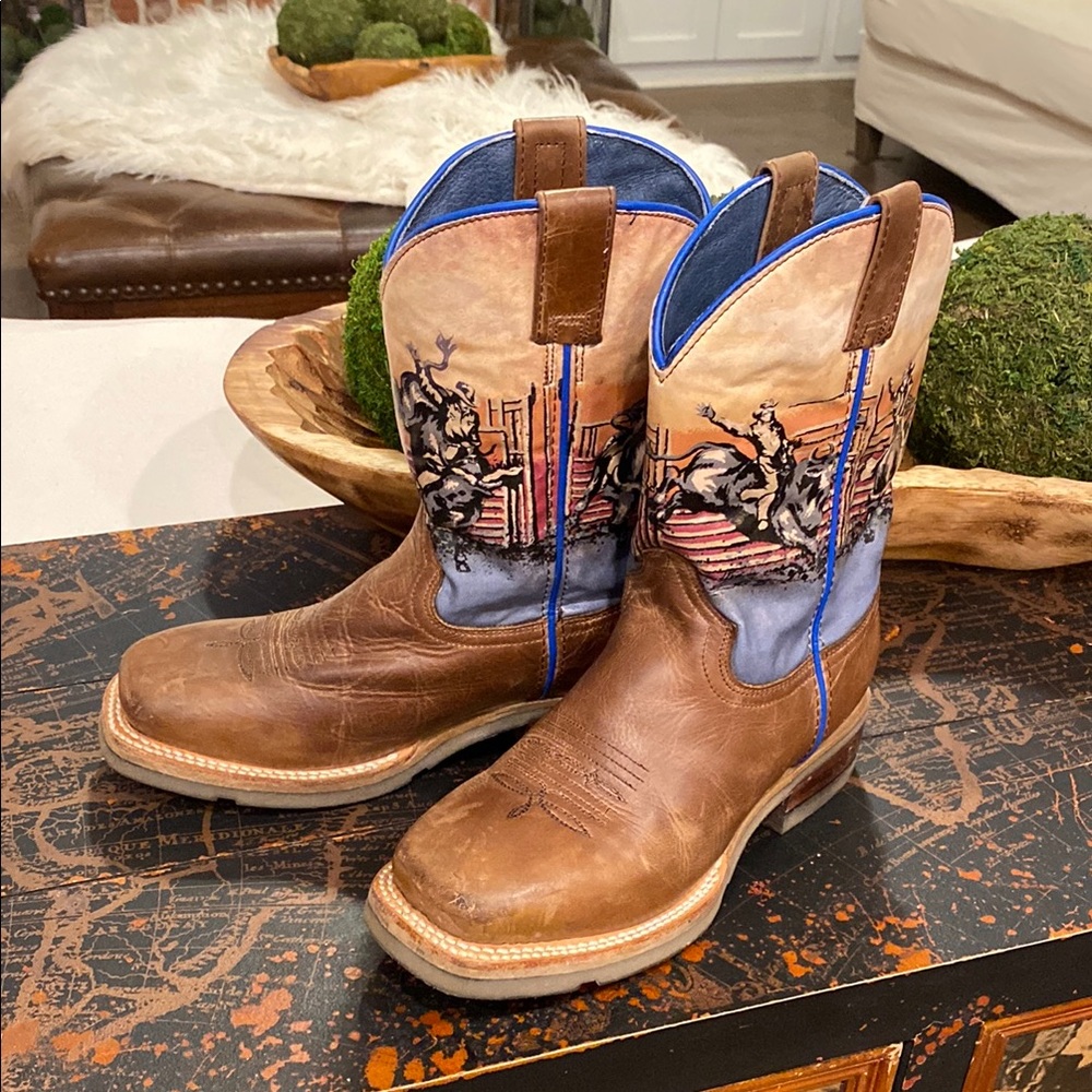 Ariat Brown and Blue Cowboy Boots